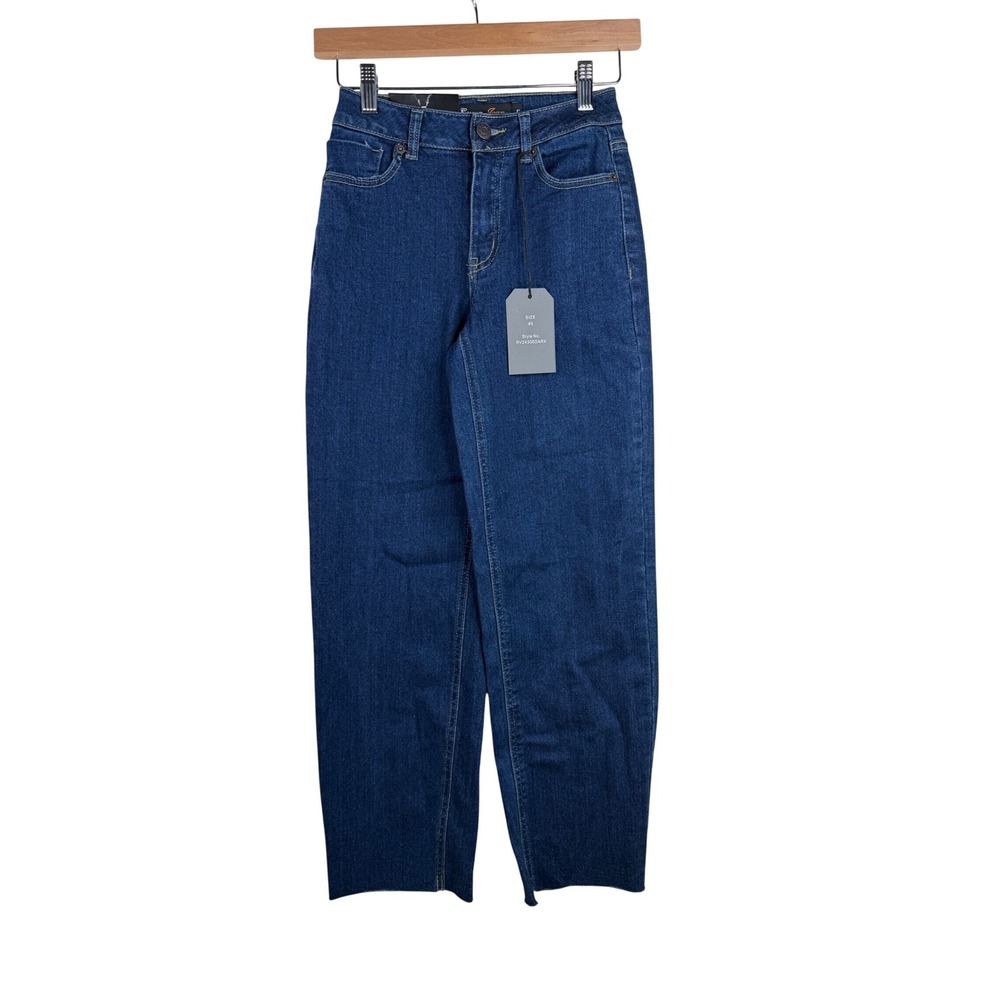 NWT Emma High Rise Relaxed Raw Hem Barrel Jeans size 5 Medium Blue Denim